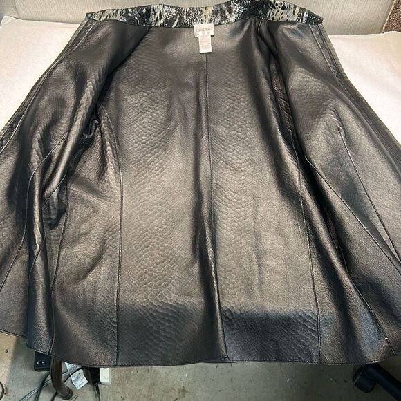 Chico's Leather Snake Print Jacket Sz 1 (Medium, Sz 8) Silver Animal Snakeskin S - Picture 8 of 11